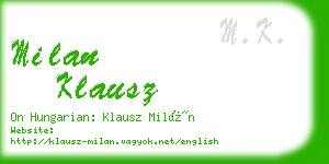 milan klausz business card